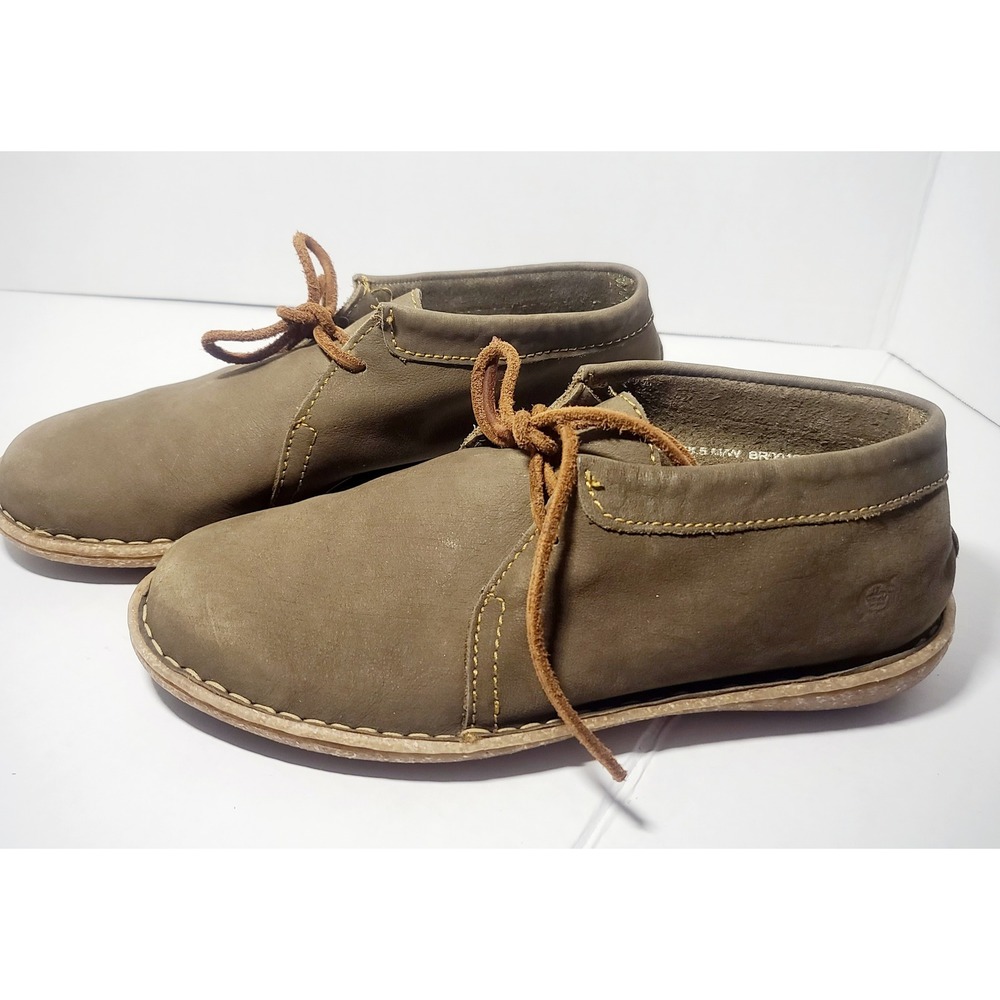 Born Leather Chukka Boots Olive Taupe Lace Up Ankle Shoes boho hiking Womens 7.5